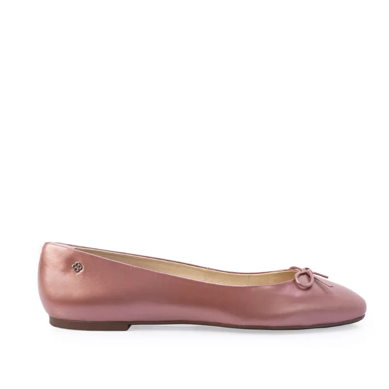 Sapatilha Bico Redondo Laço Couro Rosa Malva 35
