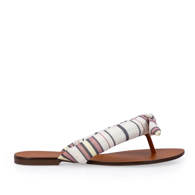Chinelo Rasteiro Creme Brulle Listras 39