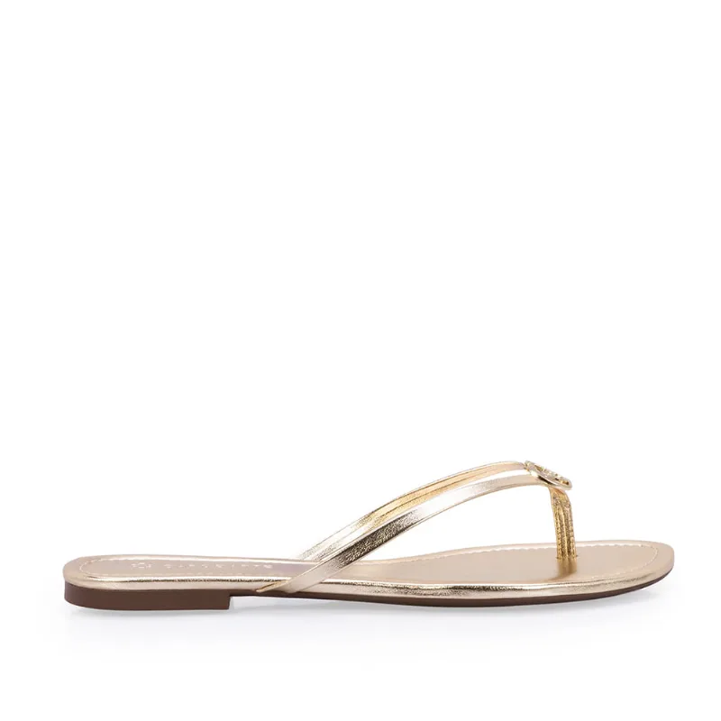 Chinelo Rasteiro Dourado Claro 40