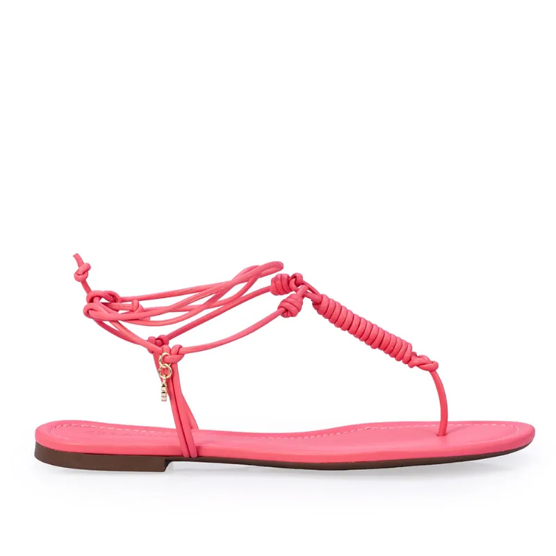 Sandália Rasteira Amarração Rosa Papaya 40