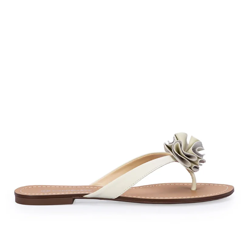 Chinelo Rasteiro Branco Duna De Couro 34
