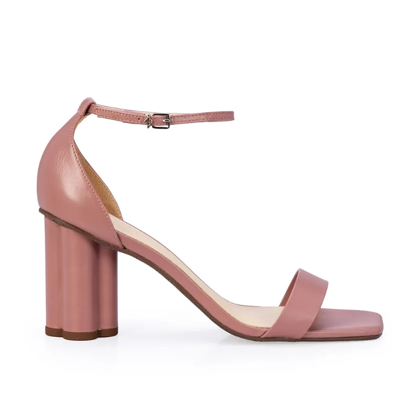 Sandália Salto Médio Bloco Rosa Malva 37 - CAPODARTE