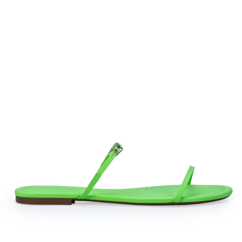 Chinelo Rasteiro Verde Pistacchio De Couro 39