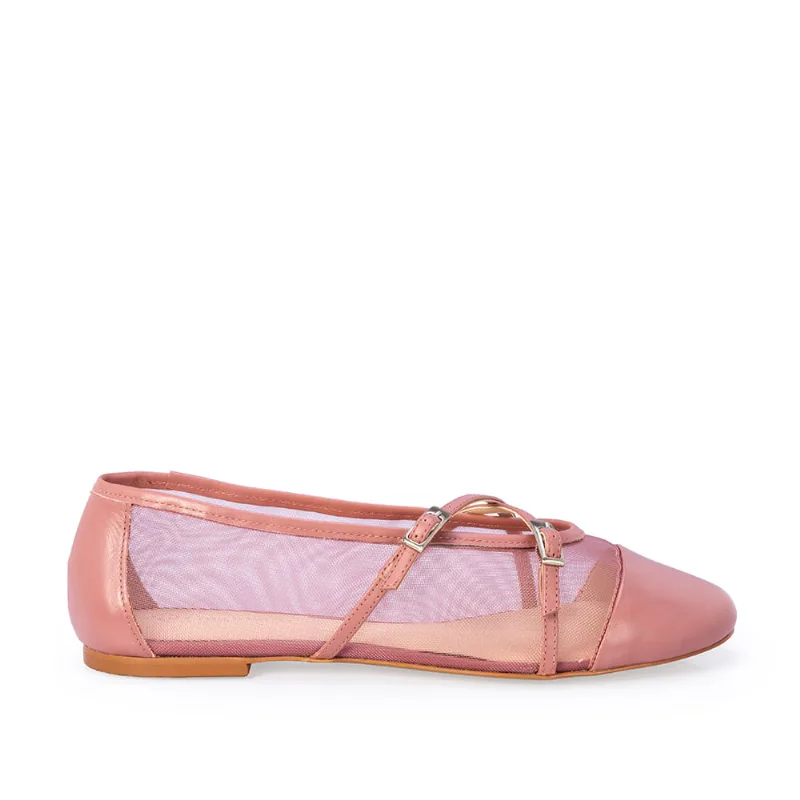 Sapatilha Tela e Couro Rosa Malva 33