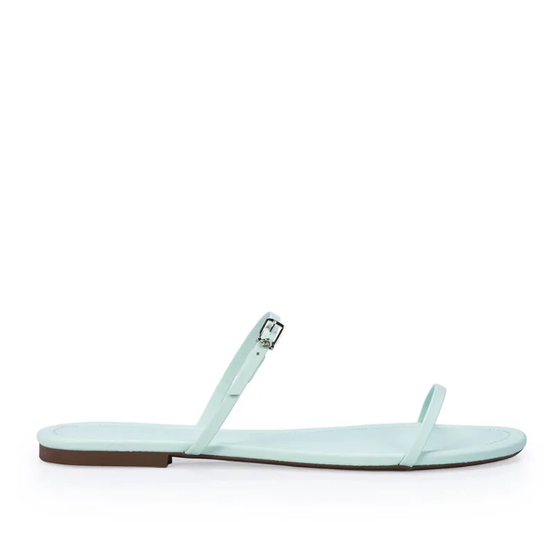 Chinelo Rasteiro De Couro Verde Matcha 34