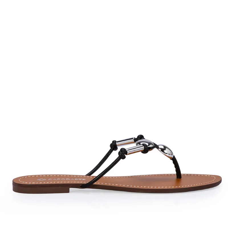 Chinelo Rasteiro Preto De Couro 34 - CAPODARTE