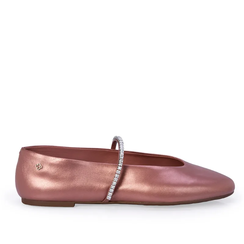 Sapatilha Couro Bico Redondo Rosa Malva 35