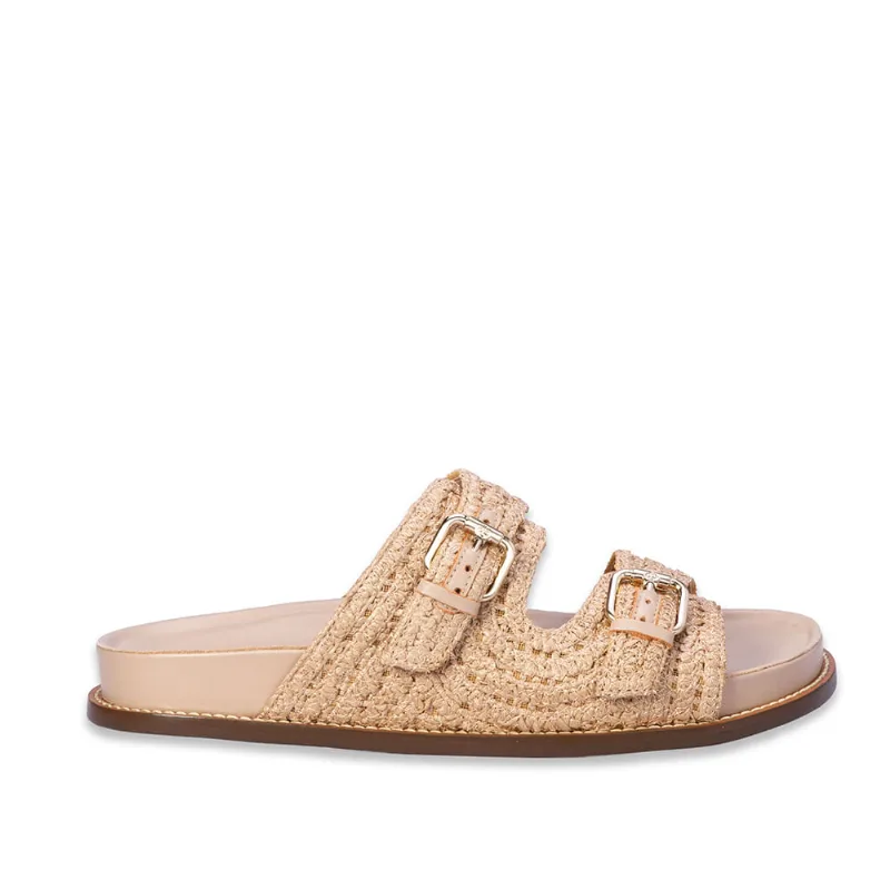 Chinelo Papete de Couro Nude Seda Tramado 35