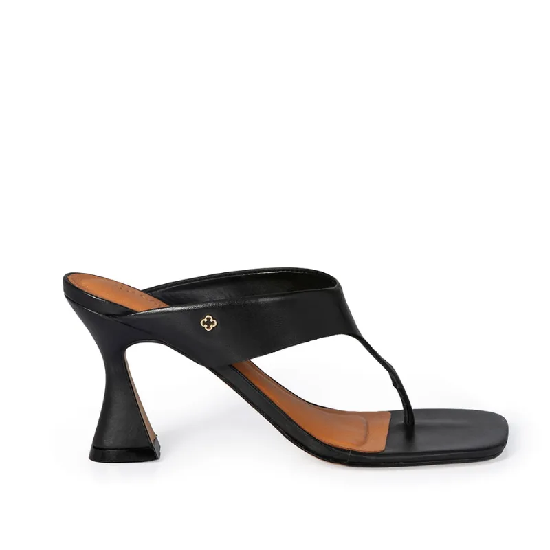 Mule Salto Alto Couro Preto 37