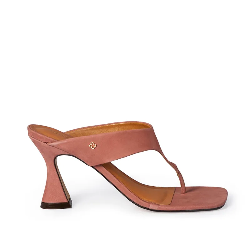 Mule Salto Alto Couro Rosa 39
