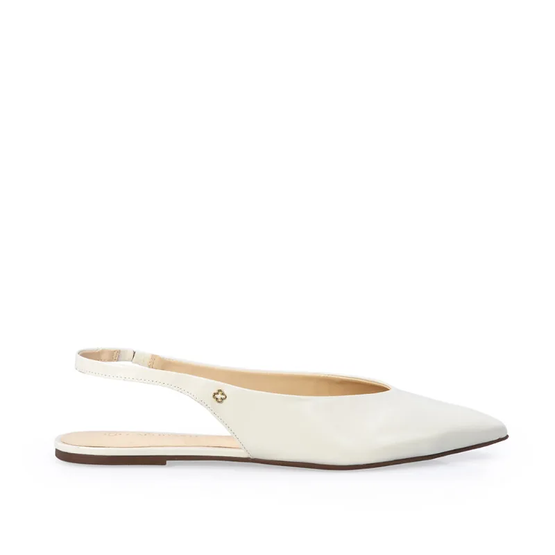 Sapatilha Slingback Couro Branco Duna 33