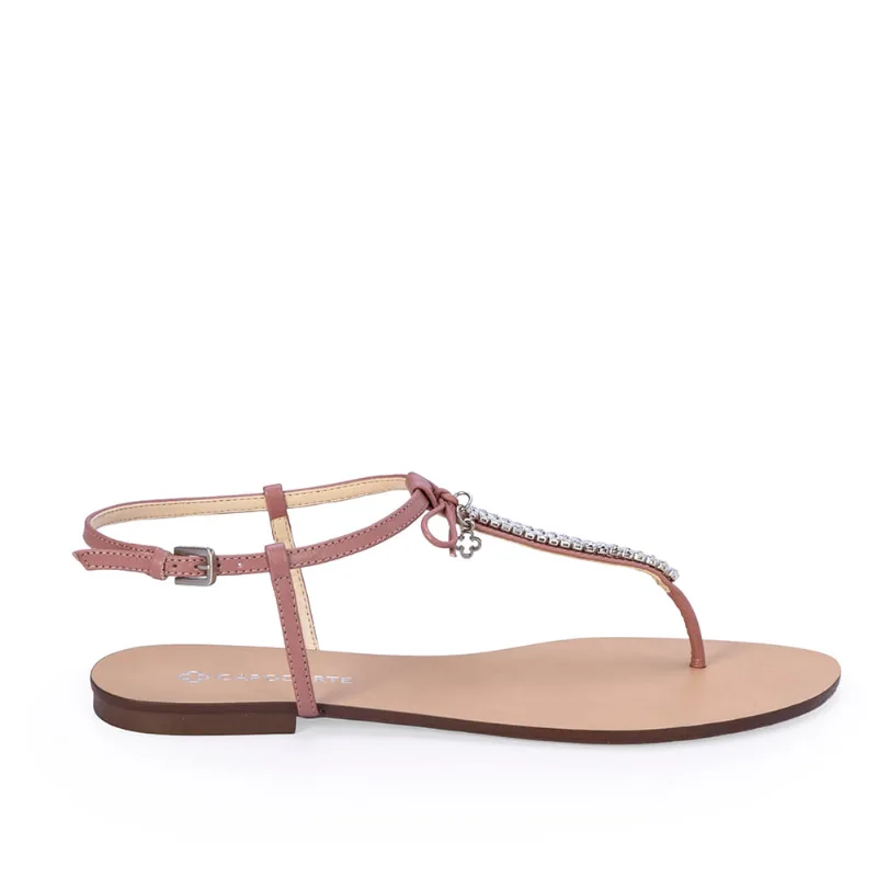 Sandália Rasteira Couro Rosa Malva 39