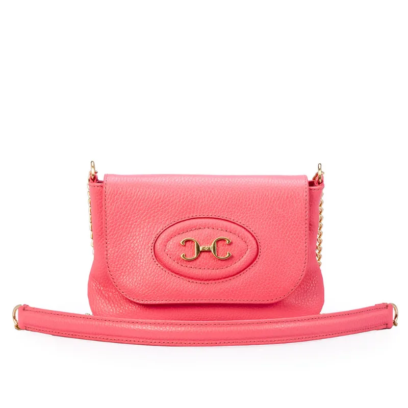 Bolsa Pequena Tiracolo Couro Rosa Papaya