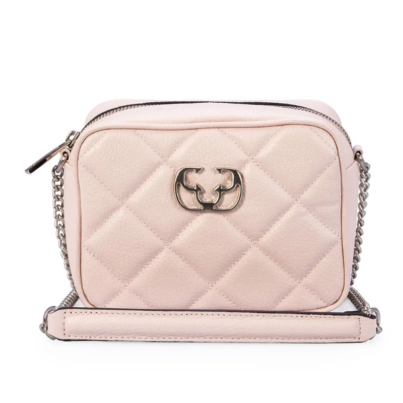 Bolsa Pequena Matelassê Couro Rosa Peônia