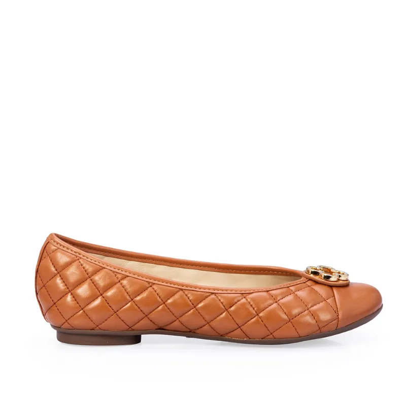 Sapatilha Catherine Vintage Couro Caramelo Matelassê 40