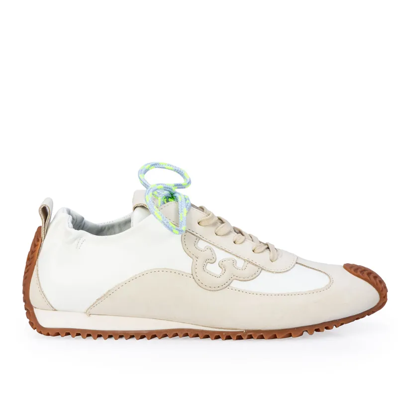Tênis Sneakers Amarração Couro Branco Duna 37