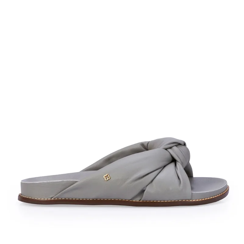 Chinelo De Couro Papete Cinza Carbono 33