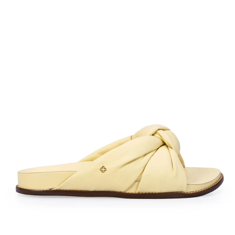 Chinelo Papete De Couro Creme Brulle 35