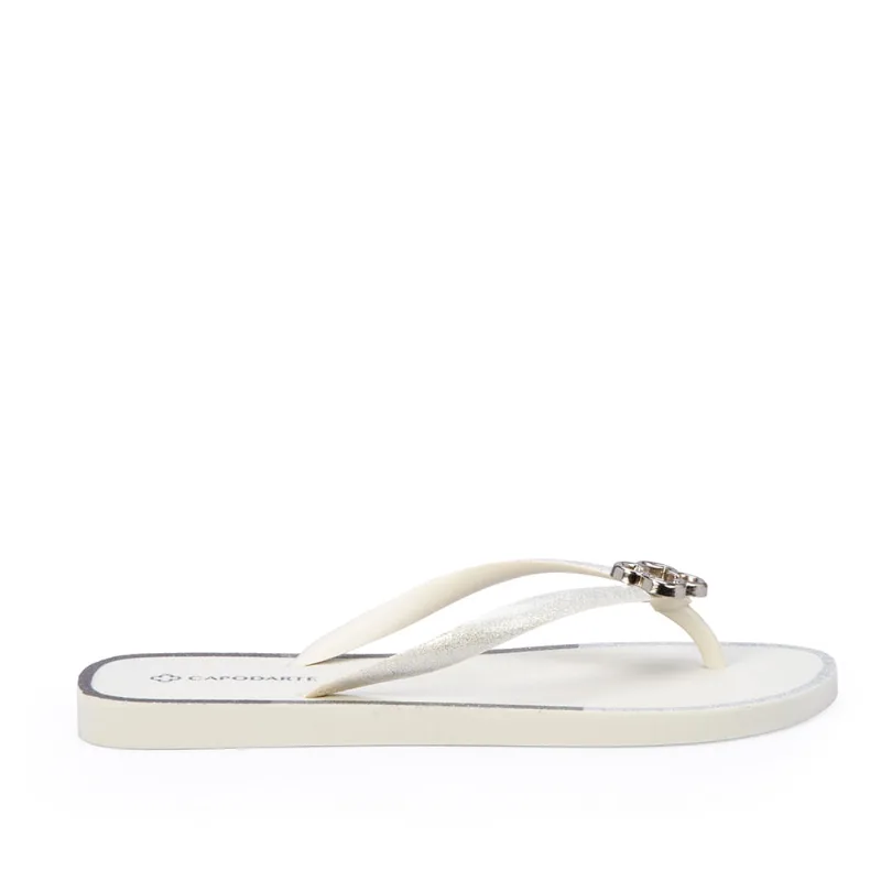 Chinelo De Dedo Branco E Cinza Glitter 39.40