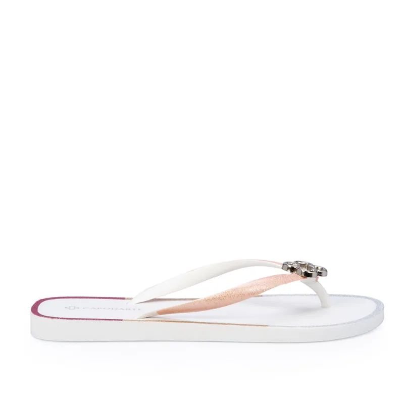 Chinelo De Dedo Branco E Rosa Peônia Glitter 39.40
