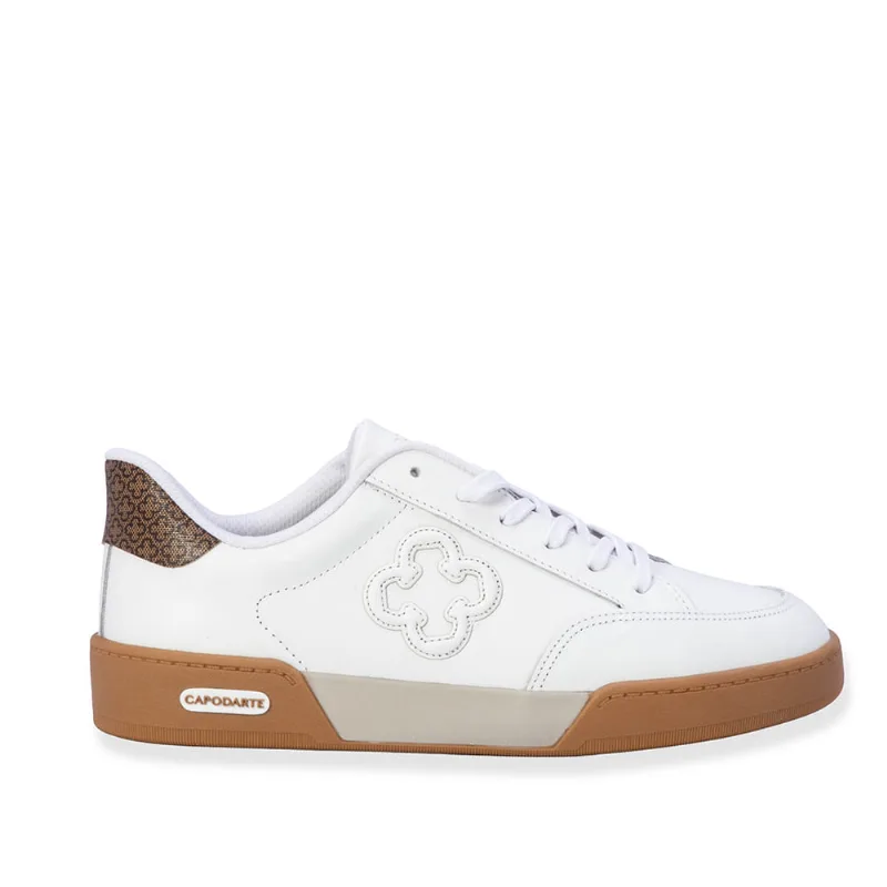 Tênis Flatform Couro Amarração Monograma Branco 36