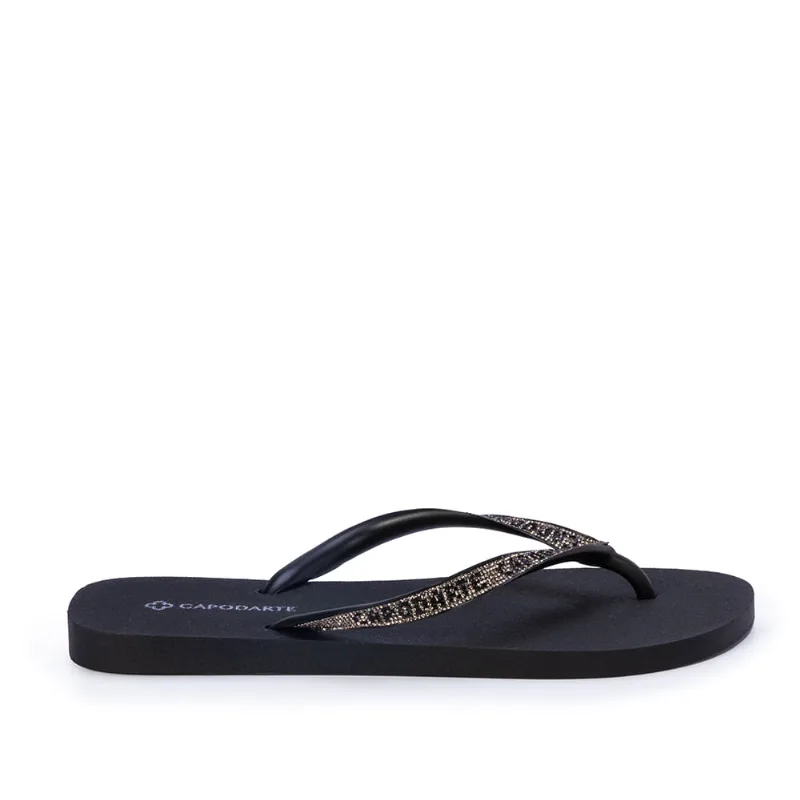 Chinelo de Dedo Preto Tiras com Malha Capodarte 37.38