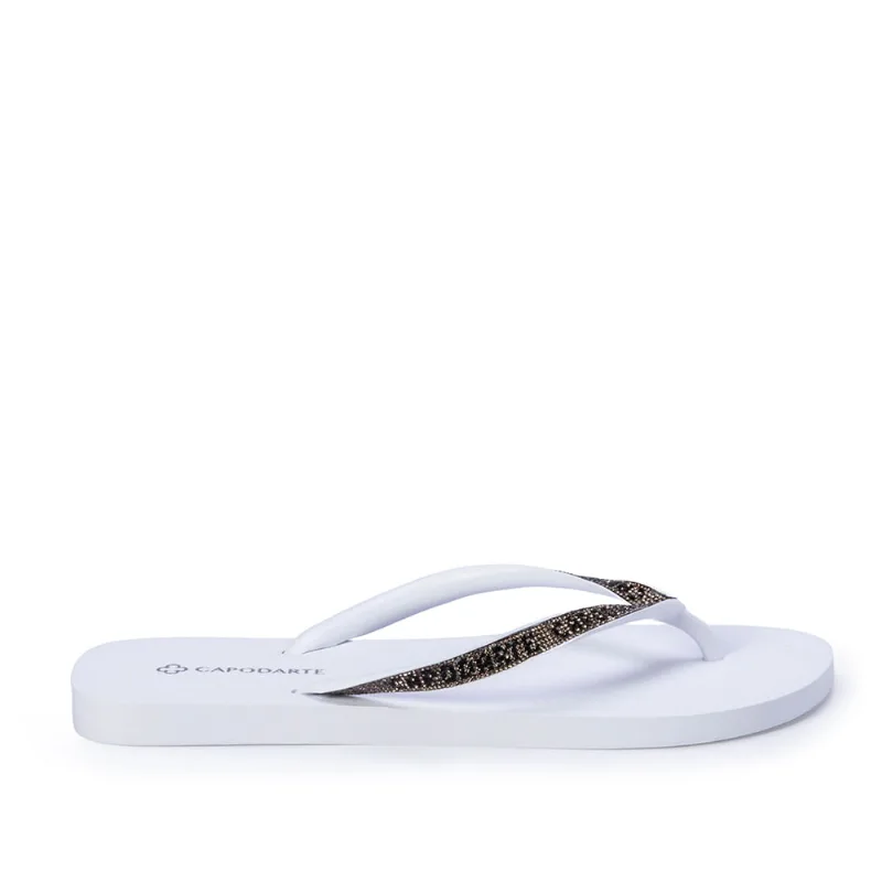 Chinelo De Dedo Branco Tiras Malha Capodarte 39.40