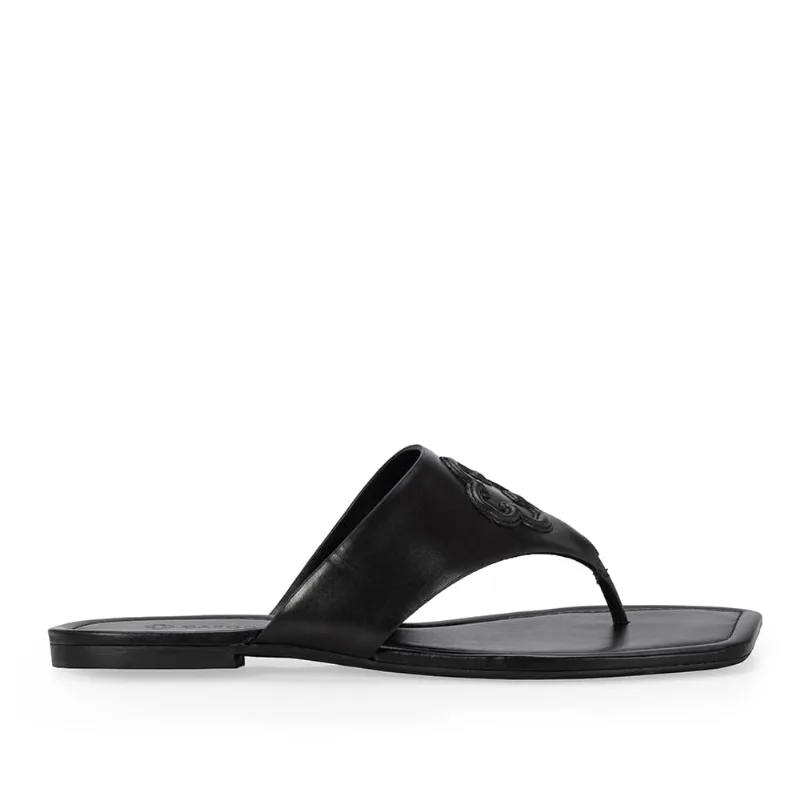 Chinelo Preto Rasteiro De Couro 37