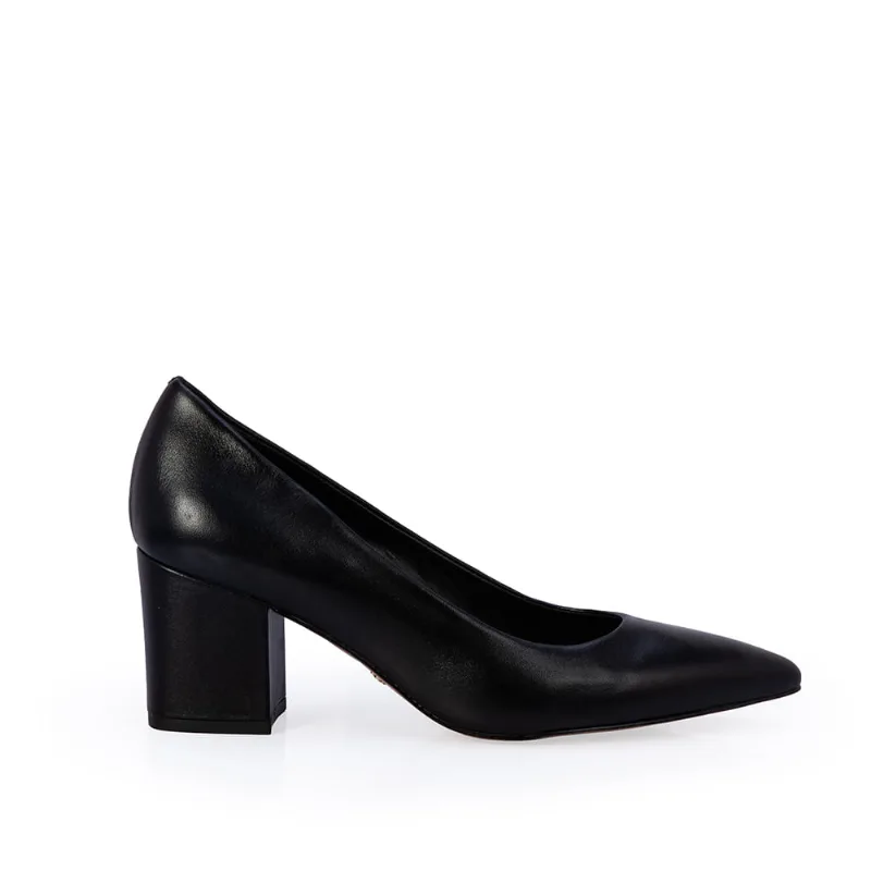 Scarpin Salto Bloco Couro Preto 40 - CAPODARTE