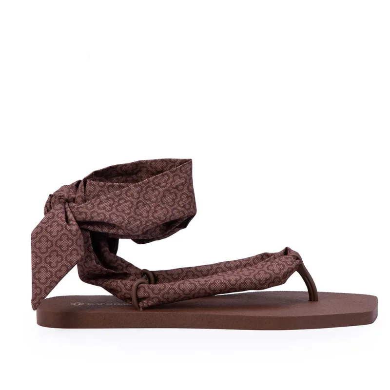 Chinelo Marrom Com Lenço De Amarração Monograma 35.36