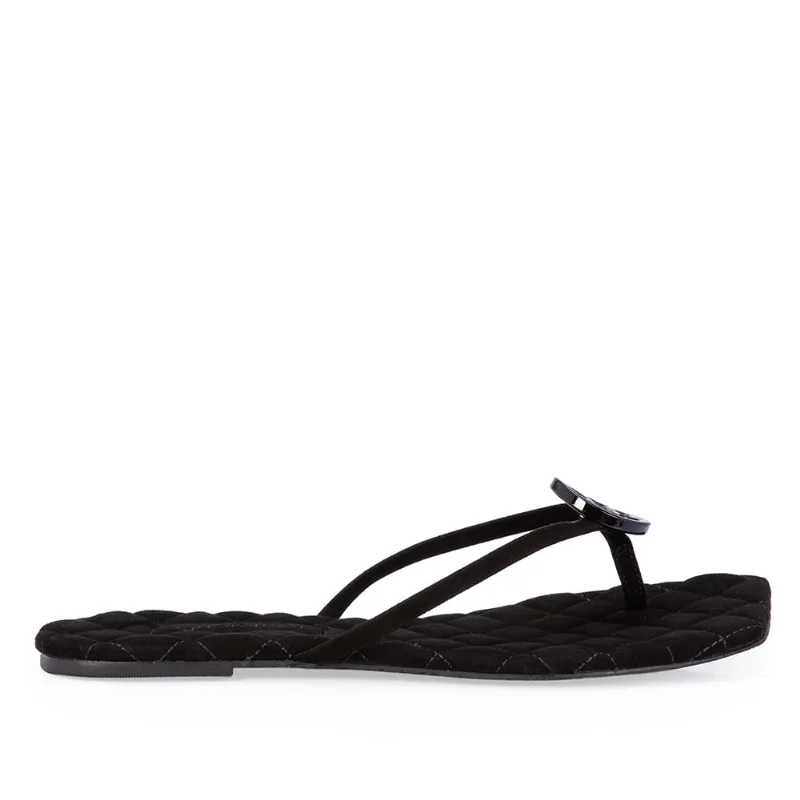 Chinelo Rasteiro Preto Couro Nobuck 35