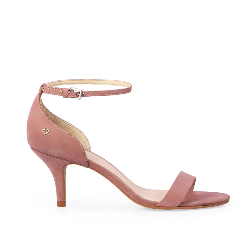 Sandália Salto Médio Couro Nobuck Rosa Malva 38 - CAPODARTE