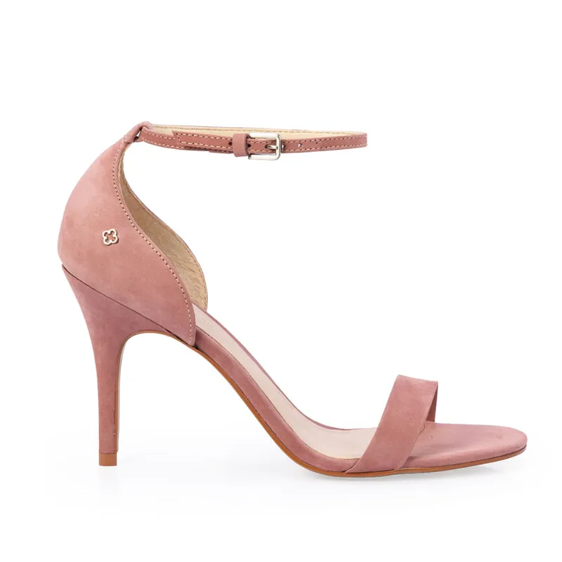 Sandália Salto Alto Couro Nobuck Rosa Malva 37