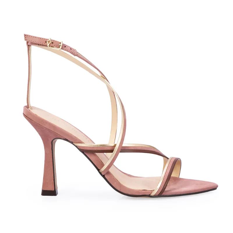 Sandália Salto Alto Couro Rosa Malva 39 - CAPODARTE