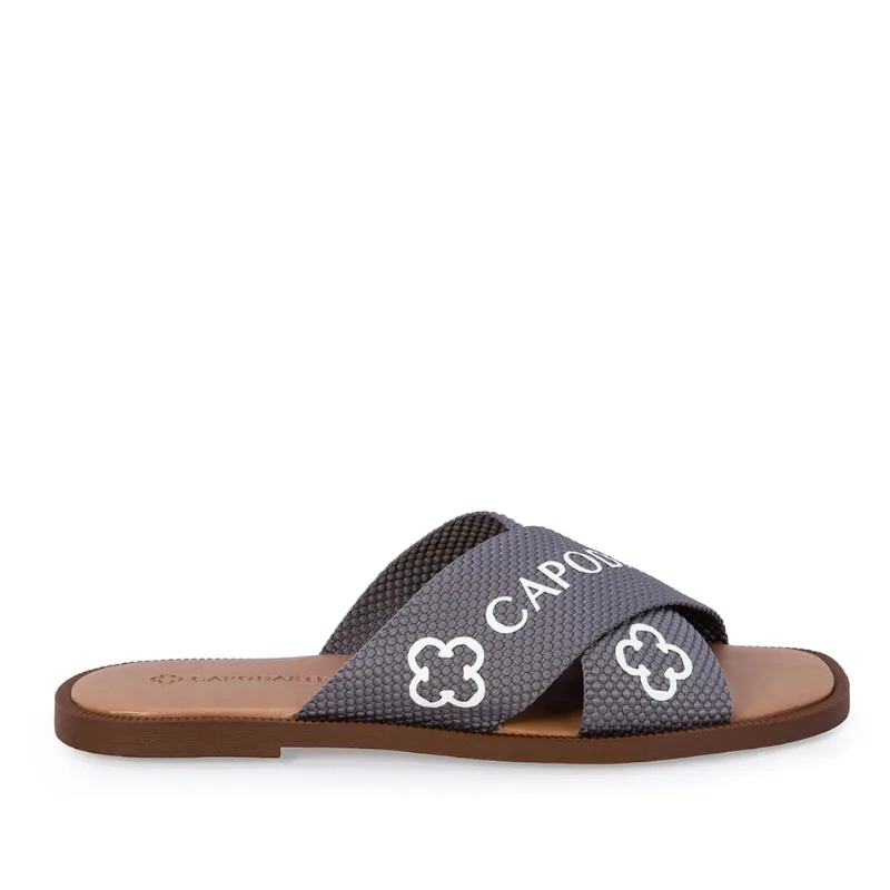 Chinelo Rasteiro Bico Redondo Cinza Carbono Gorgurão 39