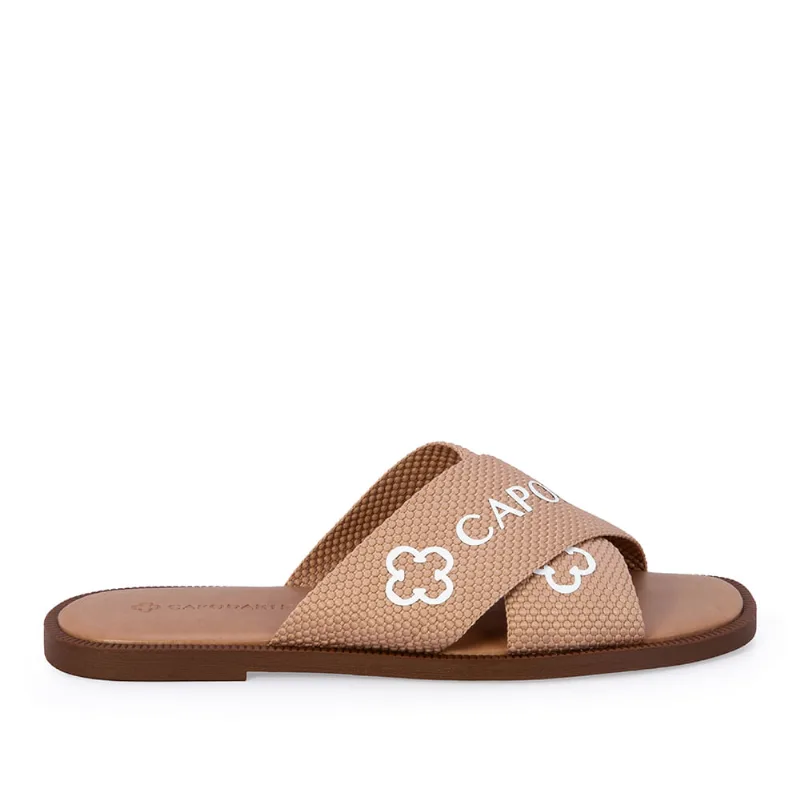 Chinelo Rasteiro Bico Redondo Nude Seda Gorgurão 36
