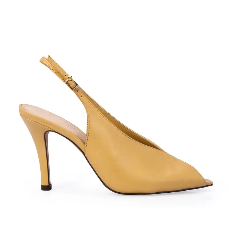Sandália Slingback Couro Bege Savana 40