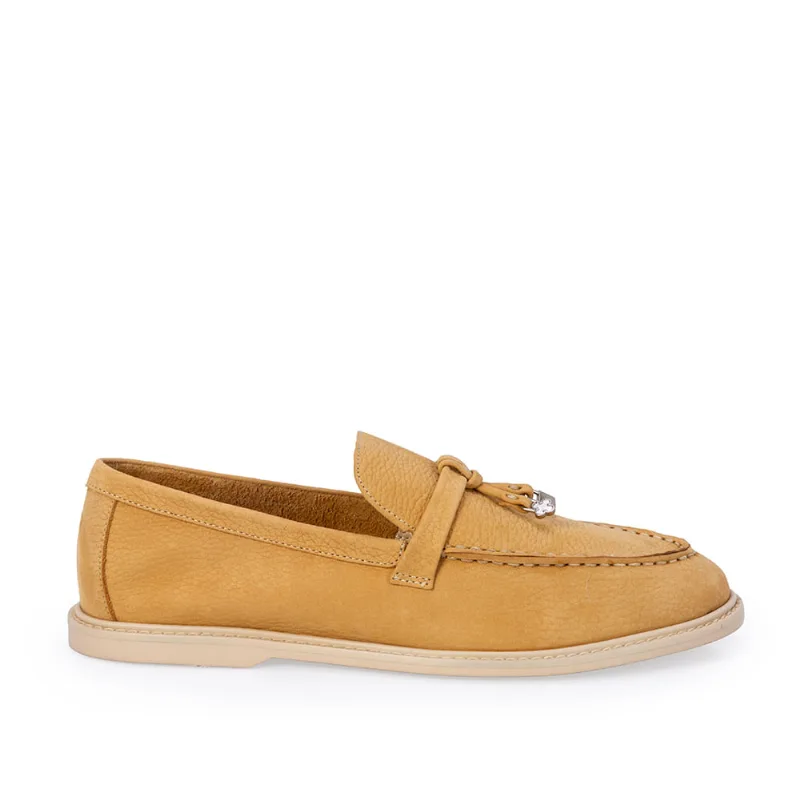 Loafer Mocassim Couro Nobuck Bege Savana 37