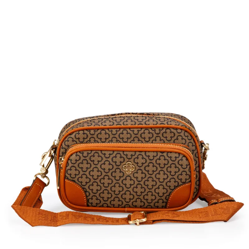 Bolsa Monograma Shoulder Alça Gorgurão Caramelo
