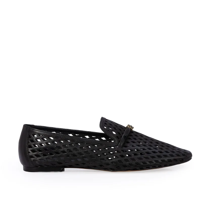Loafer Mocassim Couro Vazado Preto 34