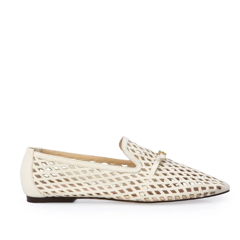 Loafer Mocassim Couro Vazado Branco Duna 35