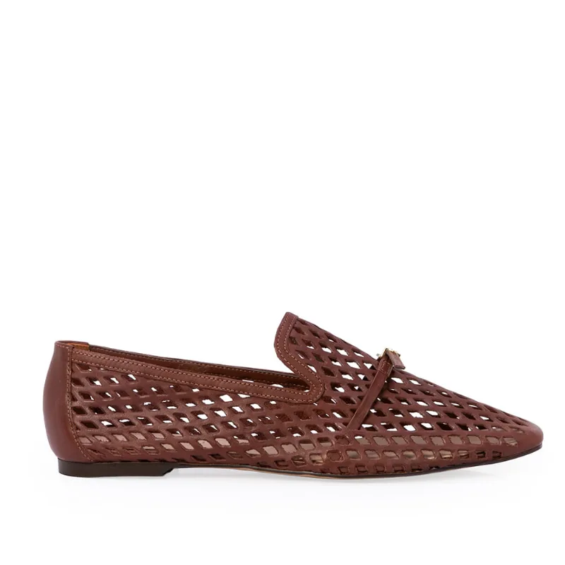 Loafer Mocassim Couro Vazado Marrom Ébano 33