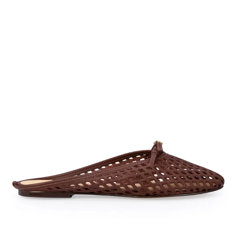 Mule Couro Vazado Marrom 33