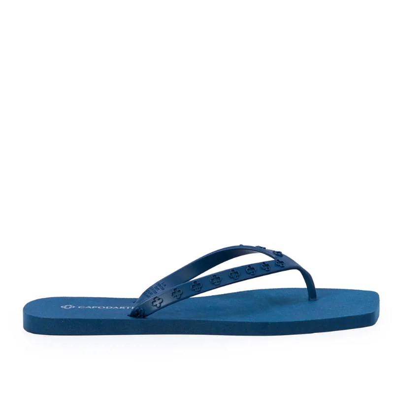 Chinelo de Dedo Bico Quadrado Tiras Monograma Azul Denim 35.36