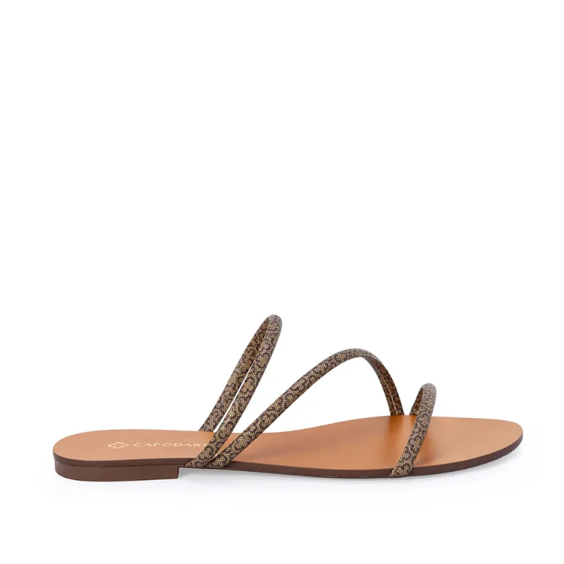 Chinelo Rasteiro de Couro Monograma Bico Redondo 33