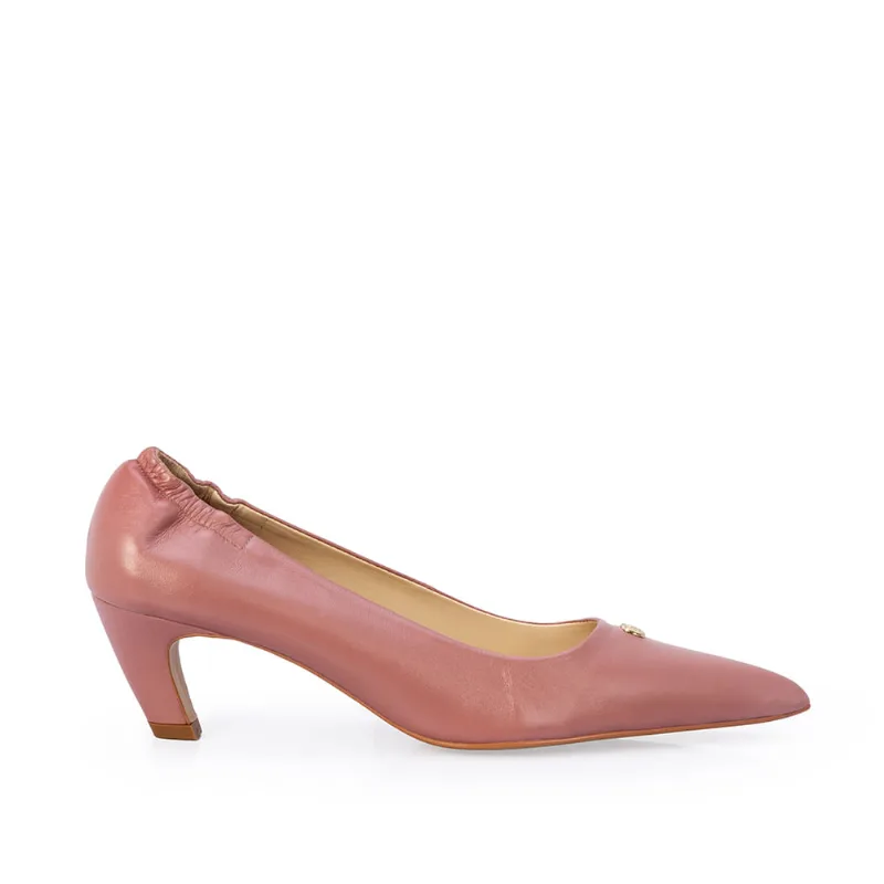 Scarpin Couro com Elástico Rosa 36