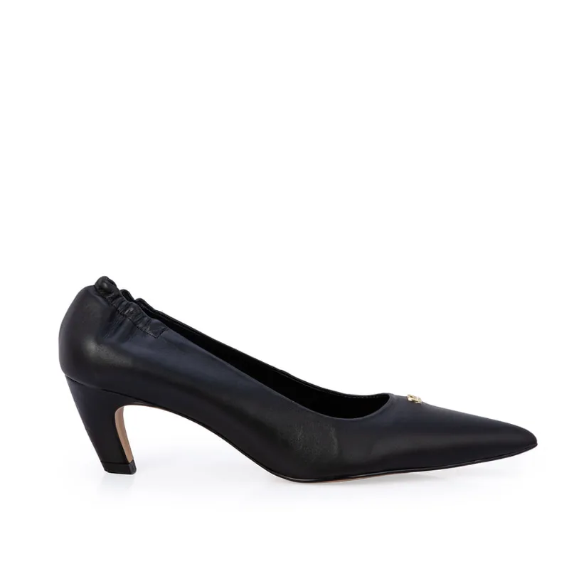 Scarpin Couro com Elástico Preto 34
