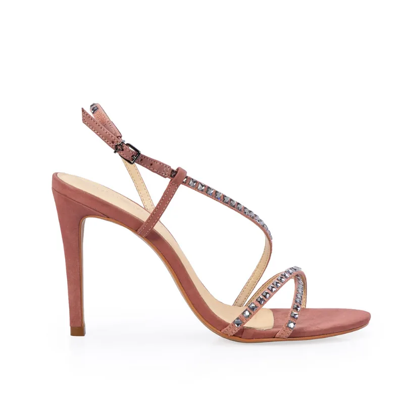 Sandália Salto Alto Couro Nobuck Rosa Malva 38 - CAPODARTE