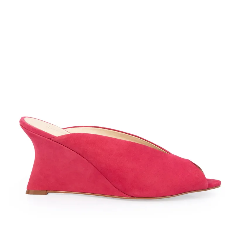 Mule Salto Anabela Couro Nobuck Rosa Magnólia 36