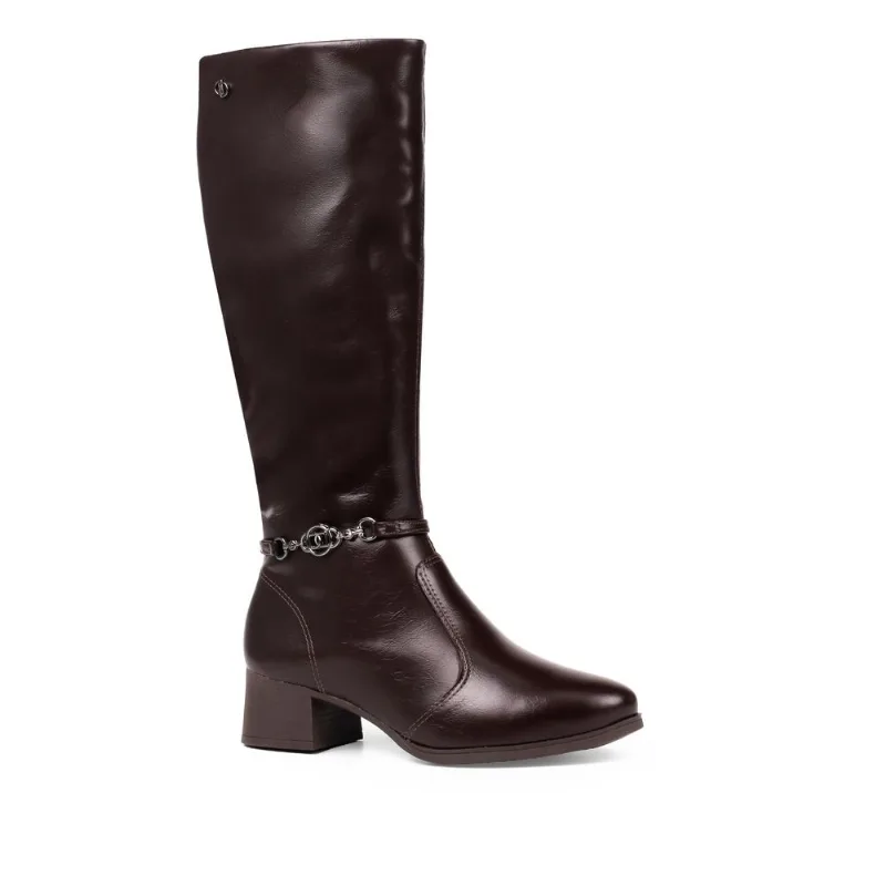 Bota Dakota Cano Longo Urbana Feminina Café Salto Baixo 34